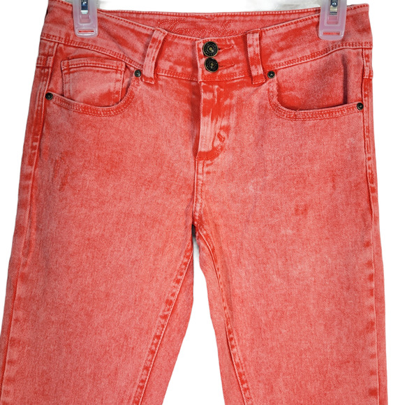 dELiA*s Jayden Y2K Faded Red Acid Wash Punk Grunge Bootcut Jeans Sz 3-4 (28x30) - Picture 2 of 10